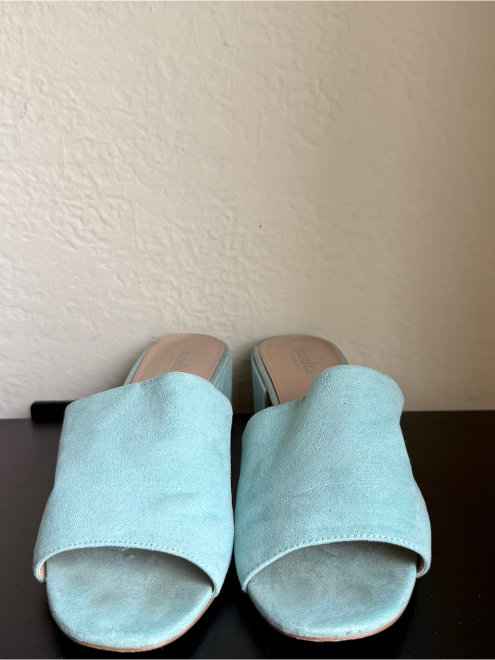 Charles by Charles David Aqua Blue Slide Block Heel Sandals Size 9